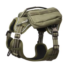 PETMARVEL High-Perfomance Tactical Dog Harness With Backpack, No Pull Front Clip & Metal Buckles (Option: Army Green-Large)